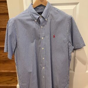Polo by Ralph Lauren Blue Poplin Checkered Men's Shirt